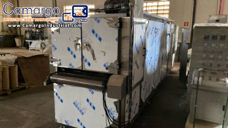 VS Tecnologia Industrial Continuous gas-fired tunnel oven in stainless steel with 3 trays.