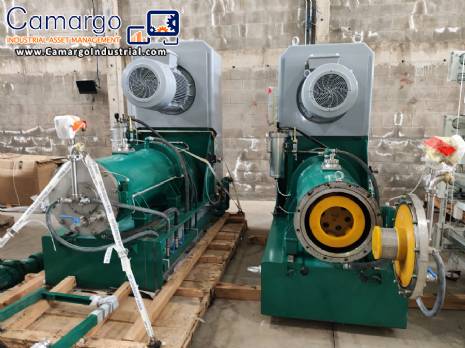 Horizontal agitator mill with discs and balls, 60 hp, for wet grinding and dispersion, jacketed, LME 100 K Netzsch