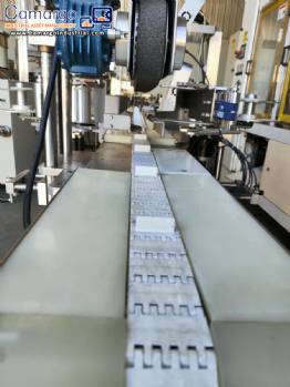 Labeling machine for dropper bottles with double printhead transparent stainless steel label Labeling machine for dropper bottles with double printhead transparent stainless steel label
